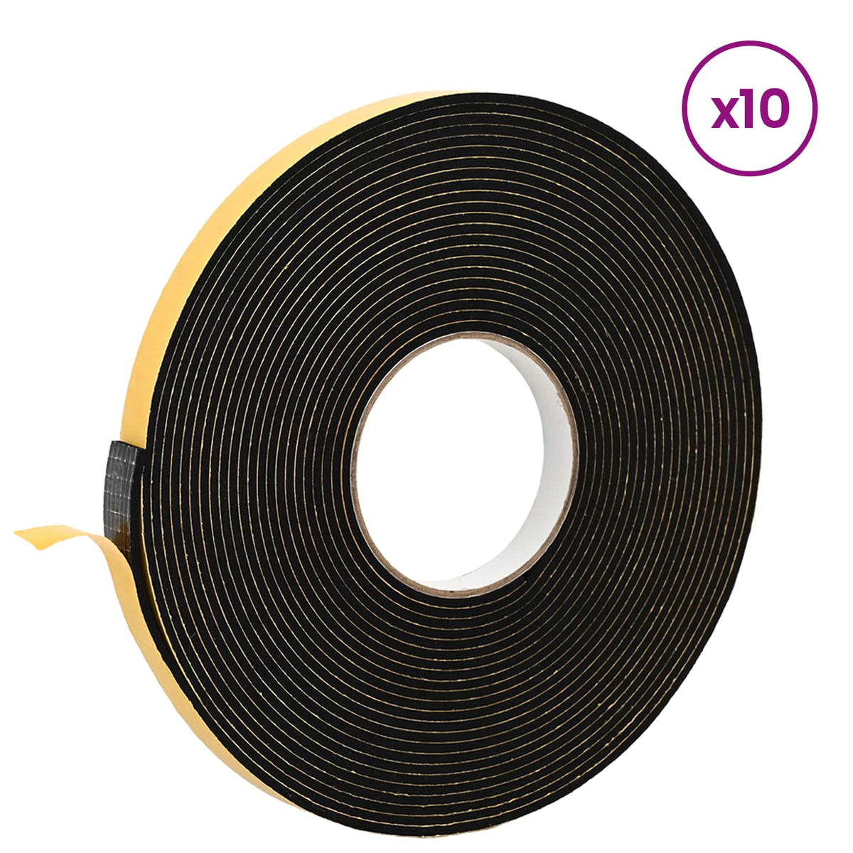 Selvklæbende skum tape 10 stk. Sort 15mm x 10m CR Skum