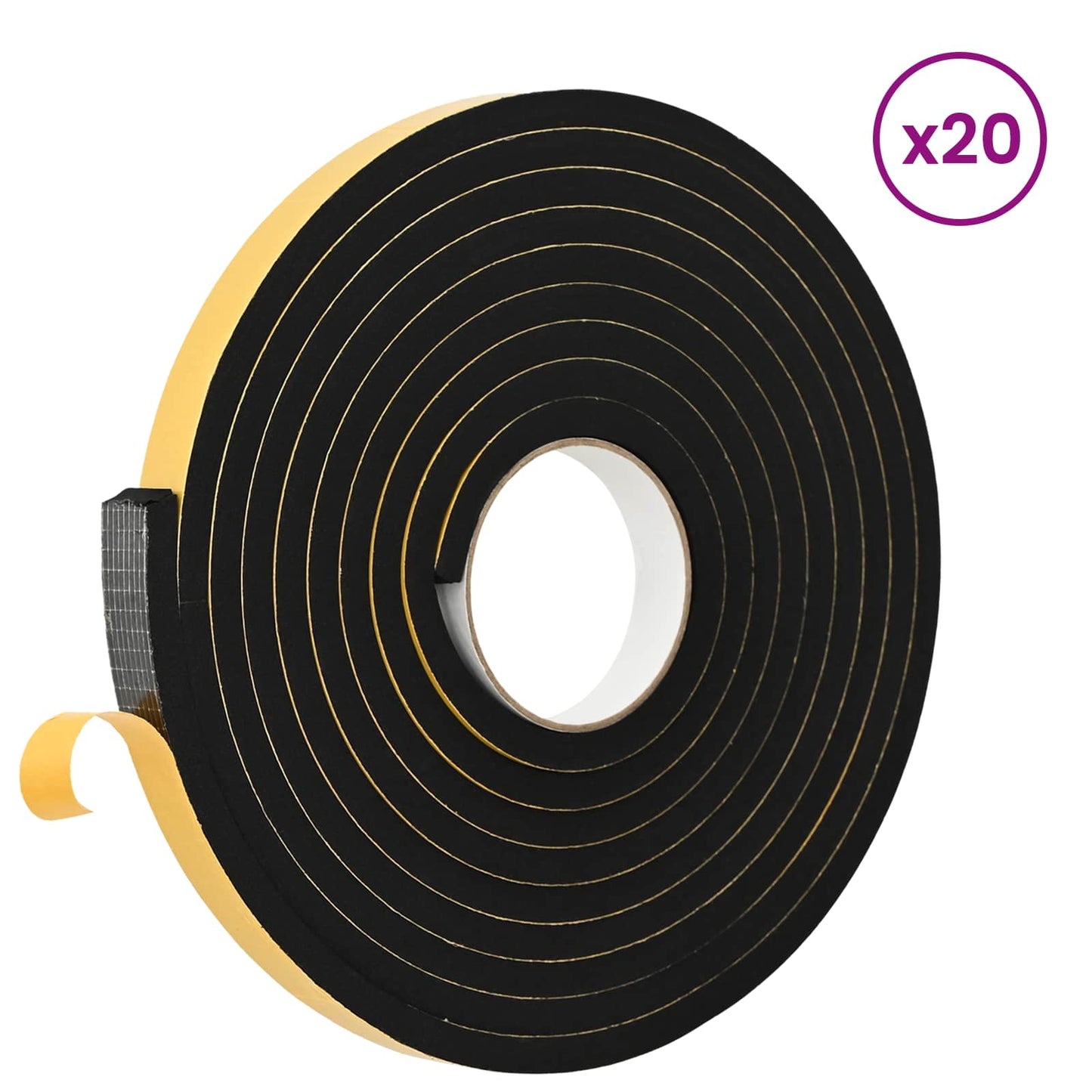 Selvklæbende skum tape 20 stk. Sort 20mm x 5m CR Skum