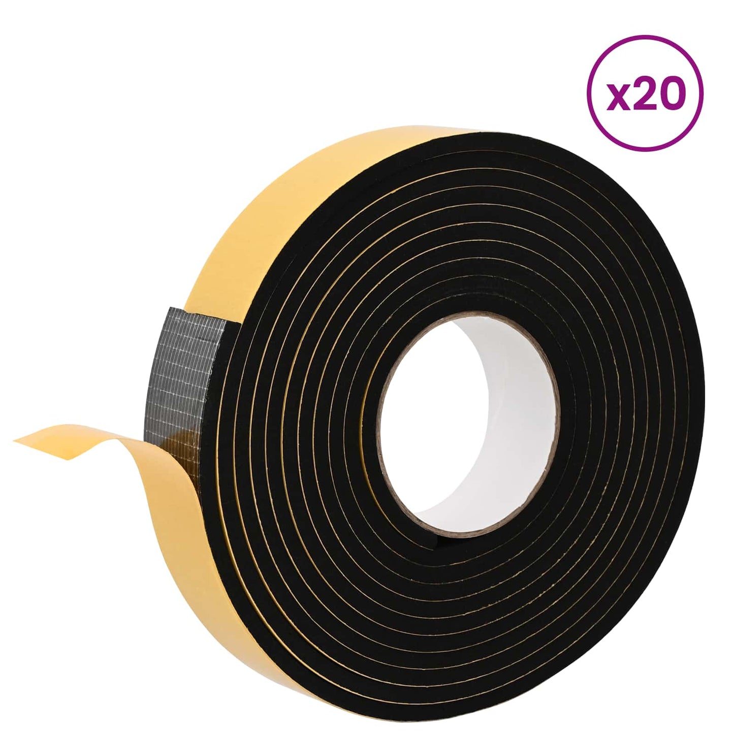 Selvklæbende skum tape 20 stk. Sort 40mm x 5m CR Skum