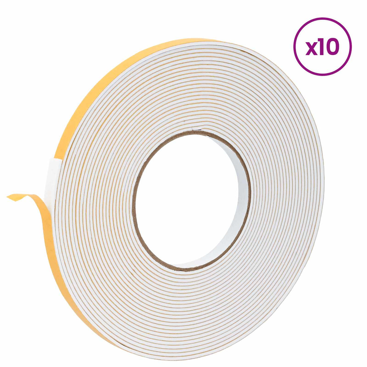 Selvklæbende skum tape 10 stk. Hvid 10 mm x 10 m CR Skum