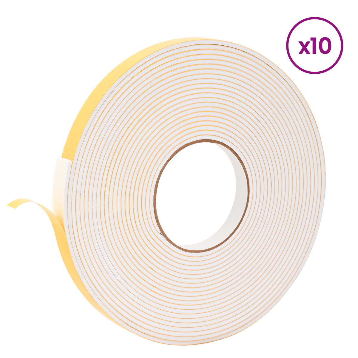 Selvklæbende skum tape 10 stk. Hvid 15mm x 10m CR Skum