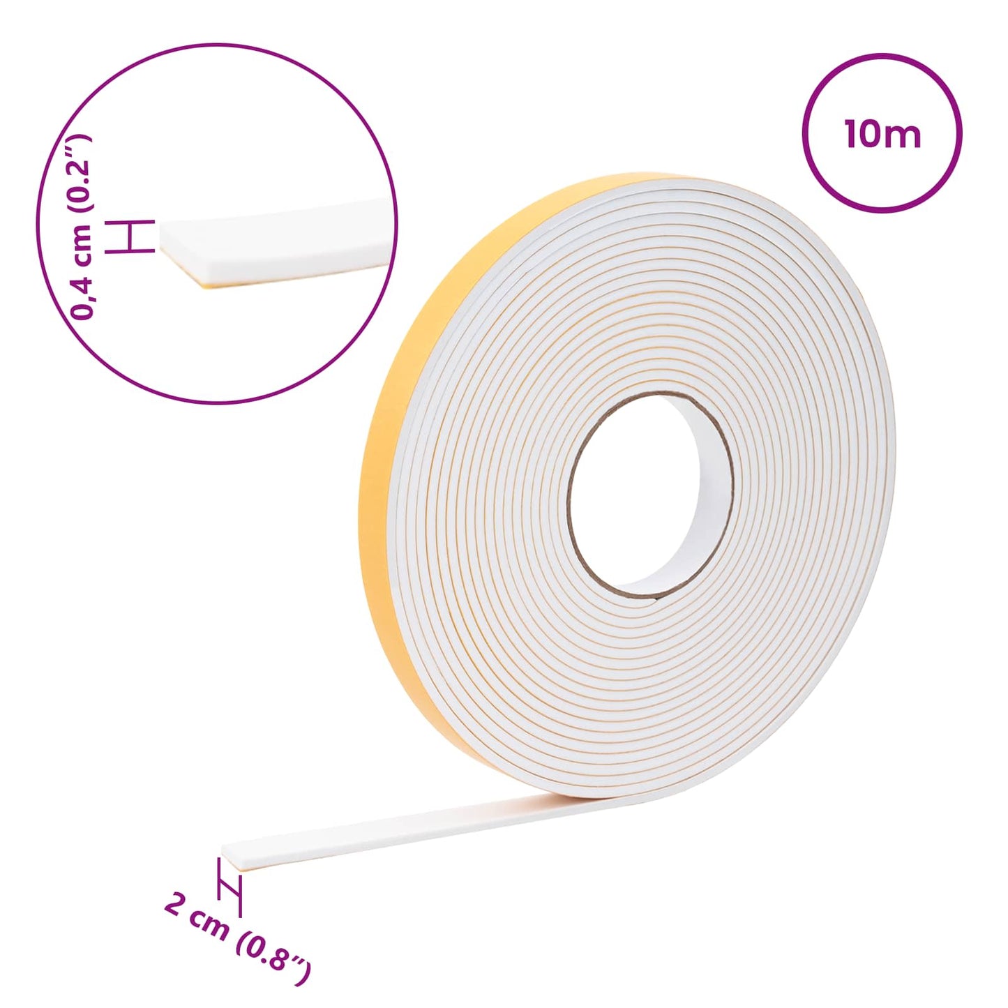 Selvklæbende skum tape Hvid 20mm x 10m CR Skum