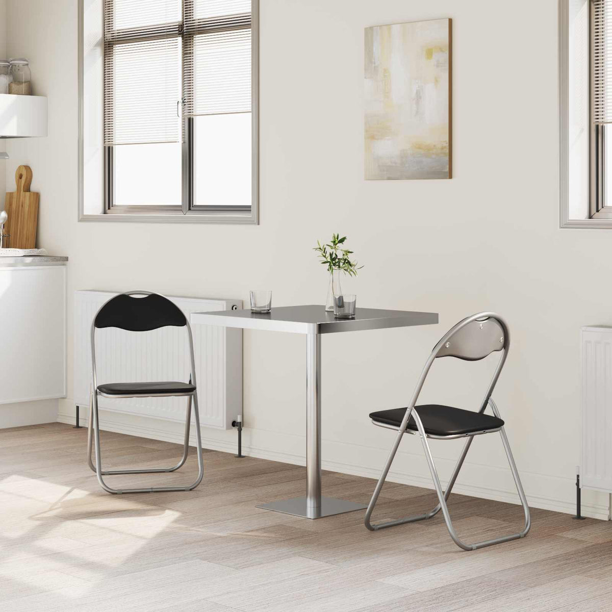 Sammenklappelig stol 2 pcs Sort og grå 48 x 43,5 x 81 cm