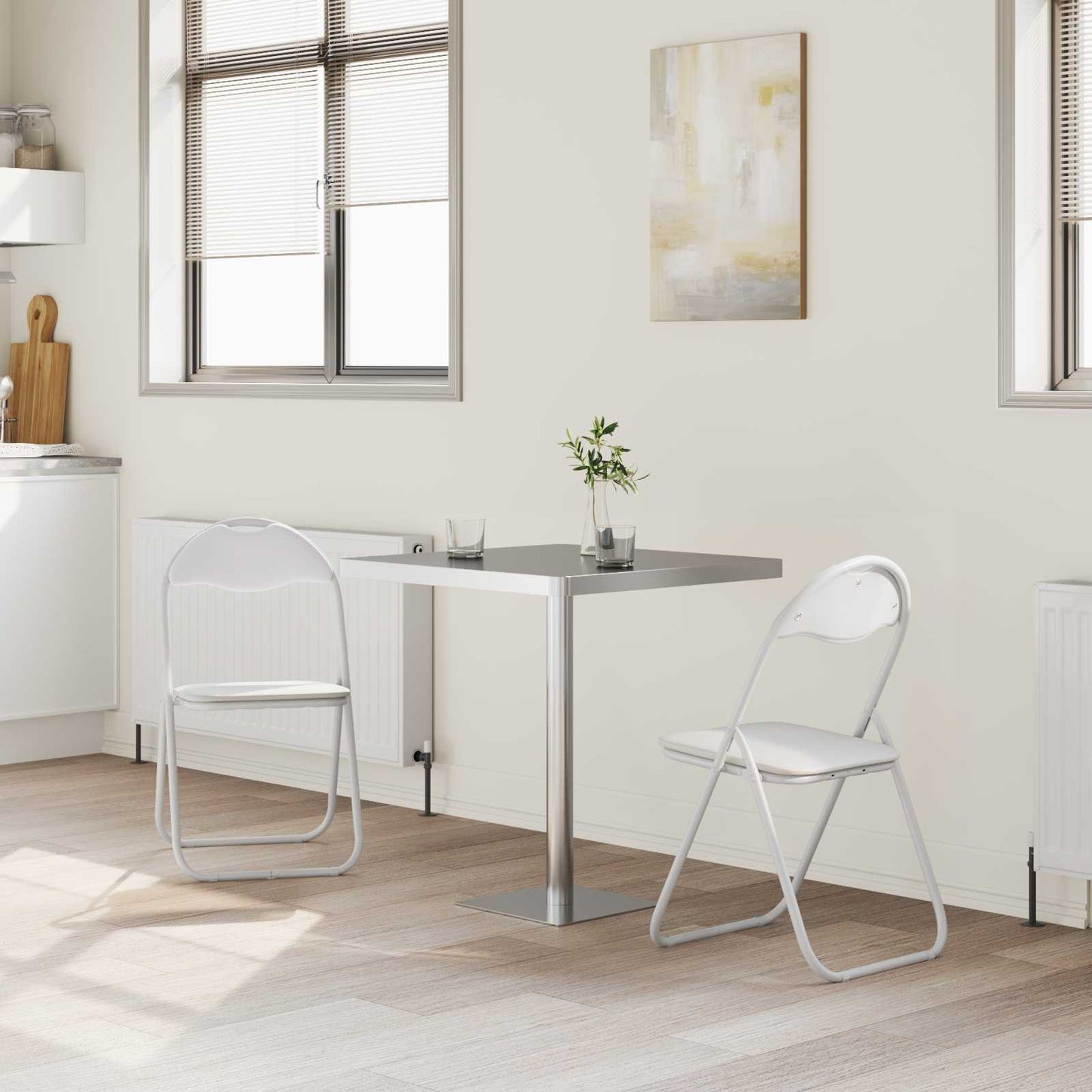Sammenklappelig stol 2 stk. Faux læder Hvid 48 x 43,5 x 81 cm