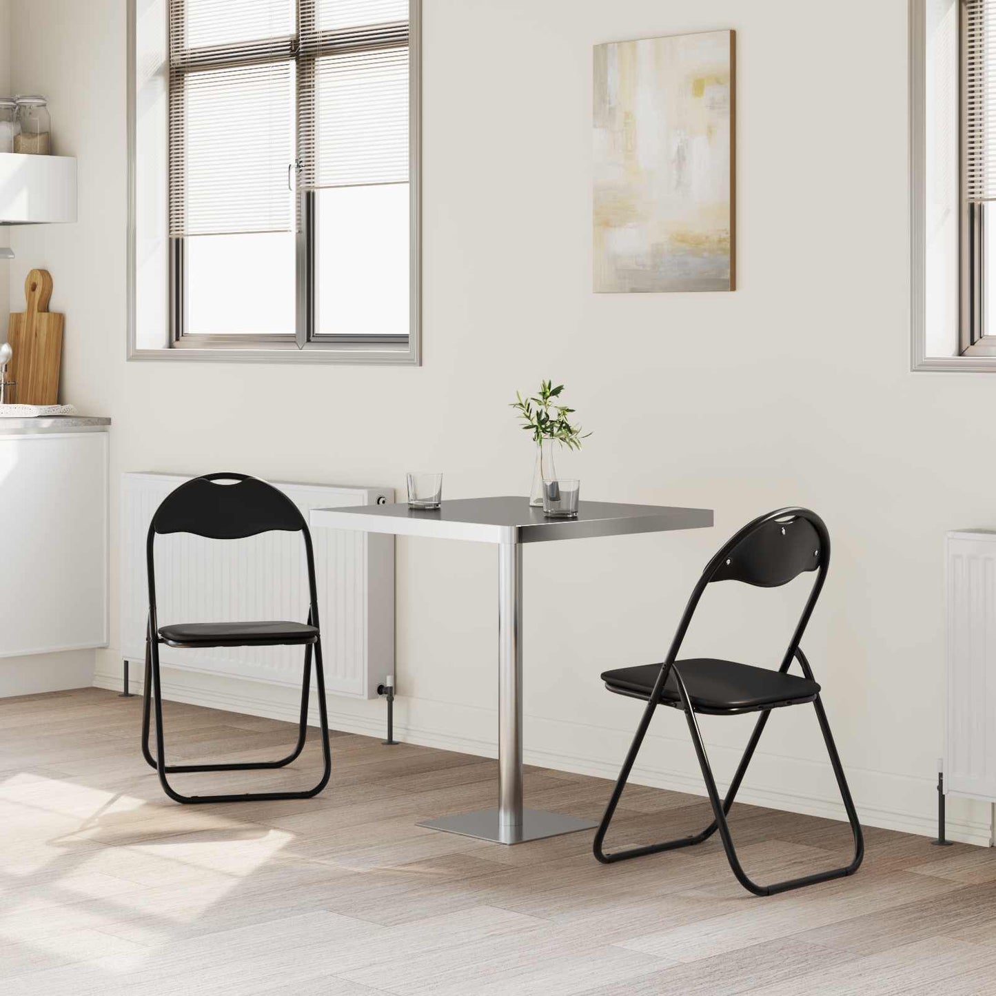 Sammenklappelig stol 2 stk. Faux læder Sort 48 x 43,5 x 81 cm