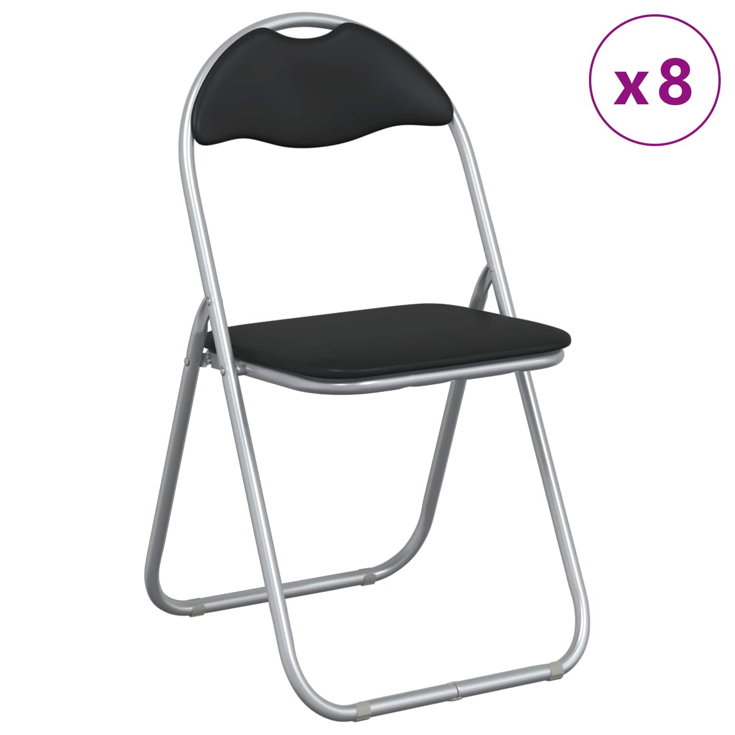 Sammenklappelig stol 8 stk. Faux læder Sort og grå