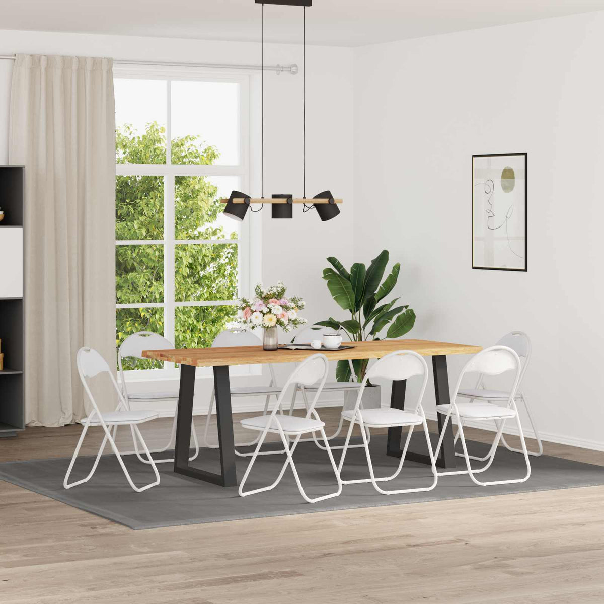 Sammenklappelig stol 8 stk. Faux læder Hvid 48 x 43,5 x 81 cm