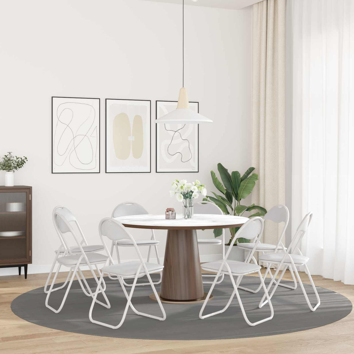 Sammenklappelig stol 8 stk. Faux læder Hvid 48 x 43,5 x 81 cm