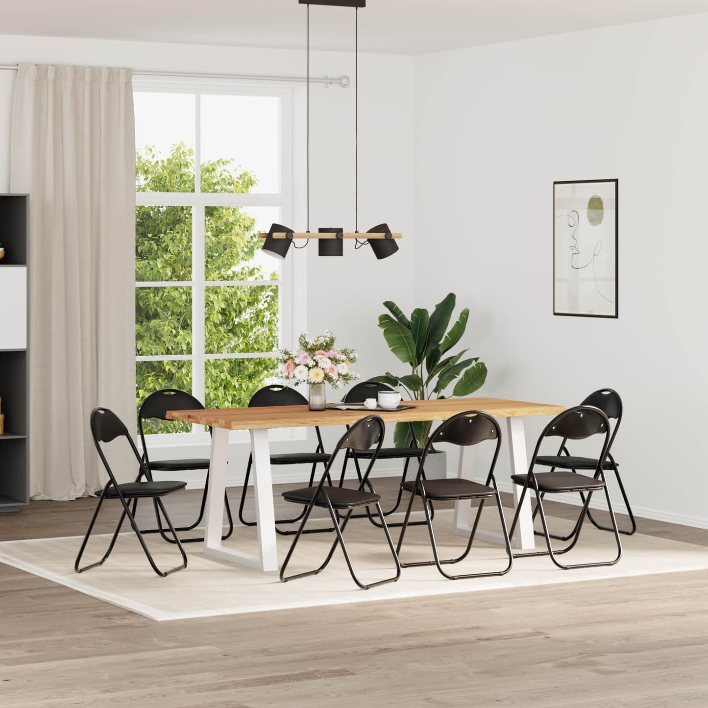 Sammenklappelig stol 8 stk. Faux læder Sort 48 x 43,5 x 81 cm