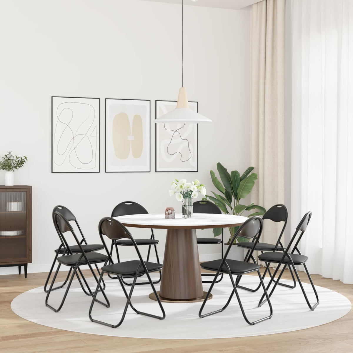 Sammenklappelig stol 8 stk. Faux læder Sort 48 x 43,5 x 81 cm