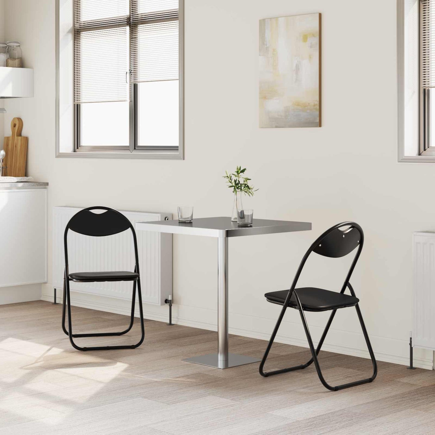 Sammenklappelig stol 2 stk. Faux læder Sort 48 x 43,5 x 81 cm