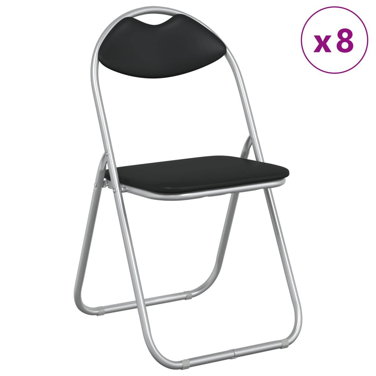 Sammenklappelig stol 8 stk. Faux læder Sort og grå