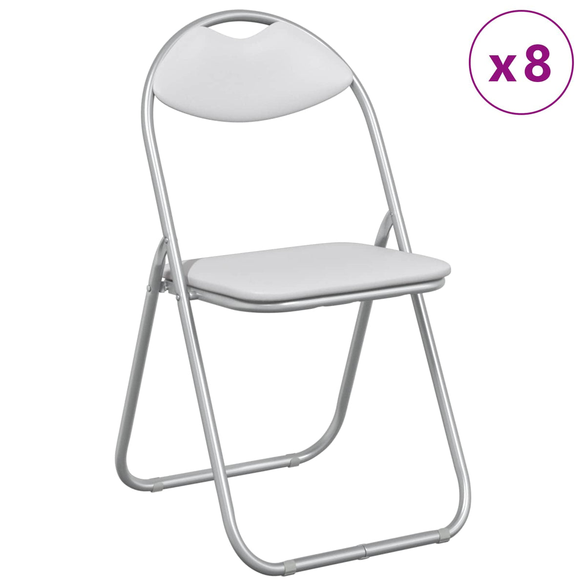 Sammenklappelig stol 8 stk. Faux læder Hvid og Grå