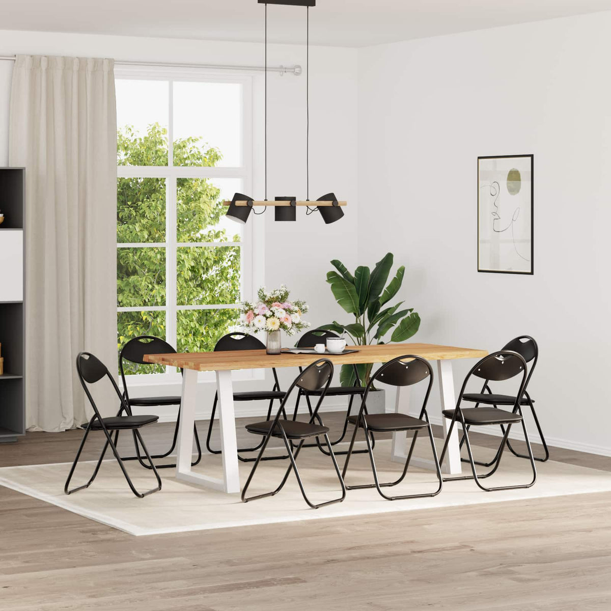 Sammenklappelig stol 8 stk. Faux læder Sort 48 x 43,5 x 81 cm