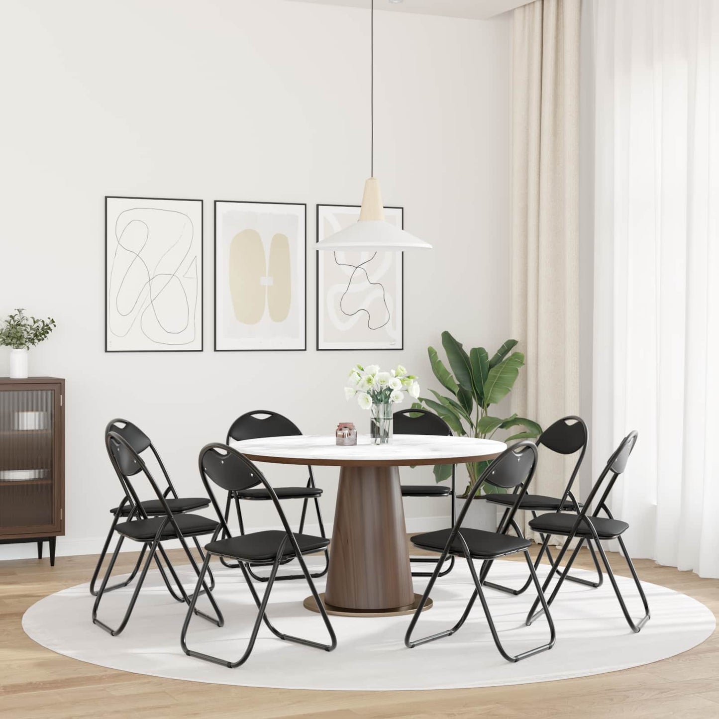 Sammenklappelig stol 8 stk. Faux læder Sort 48 x 43,5 x 81 cm