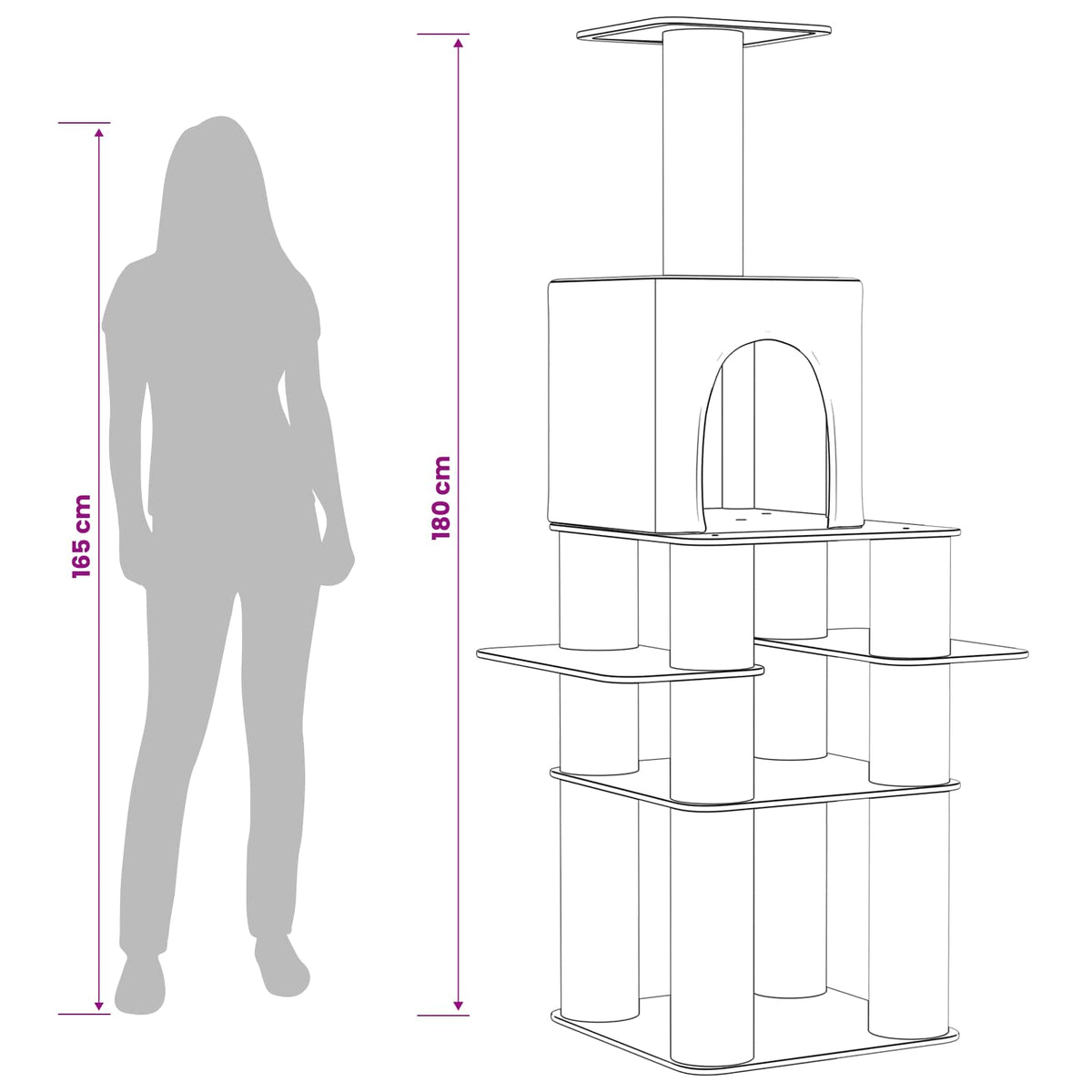 Kattetræ med sisal klatreposter Lysegrå 180 cm