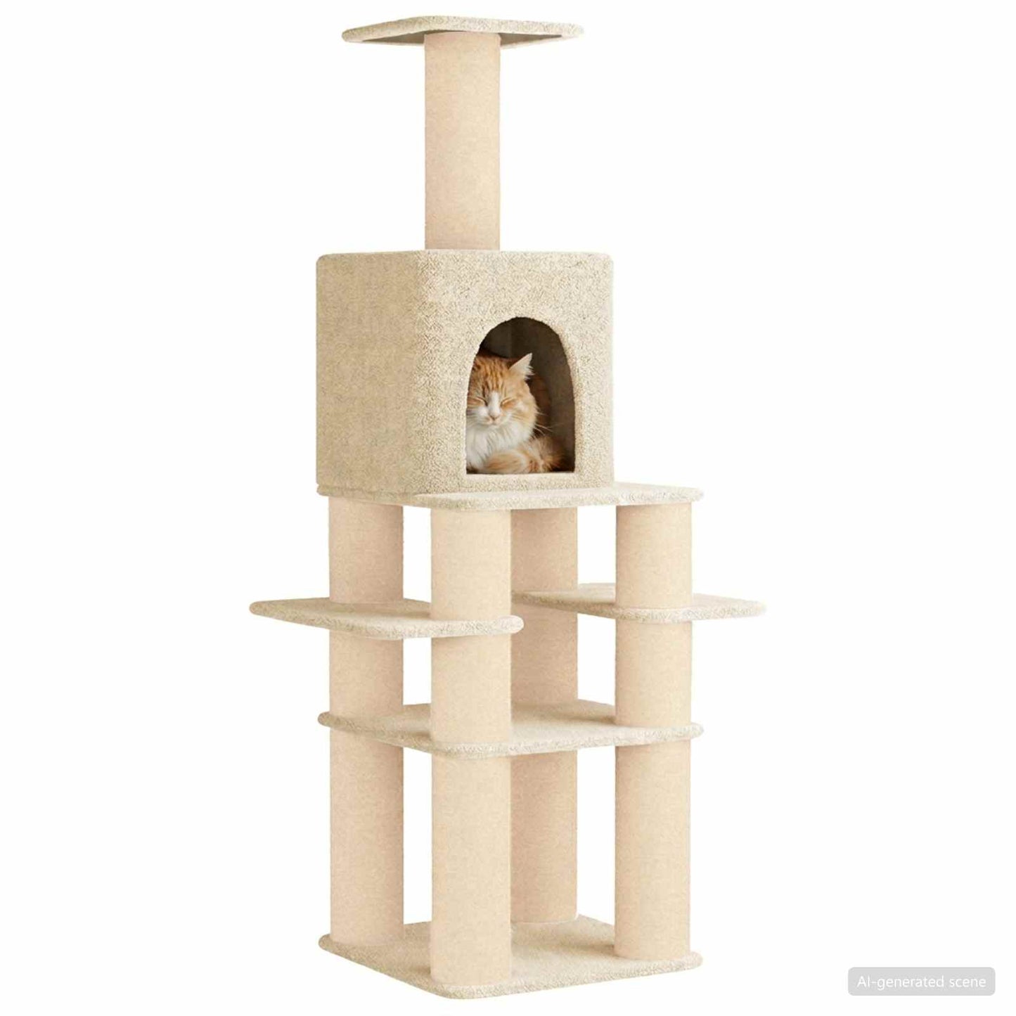 Kattetræ med sisal klatreposter Cremefarvet 180 cm