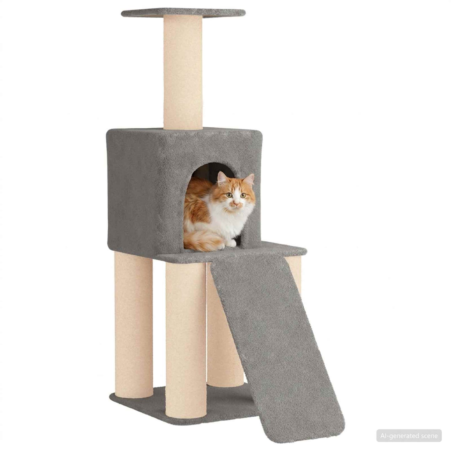 Kattetræ med sisal klatreposter Lysegrå 146 cm
