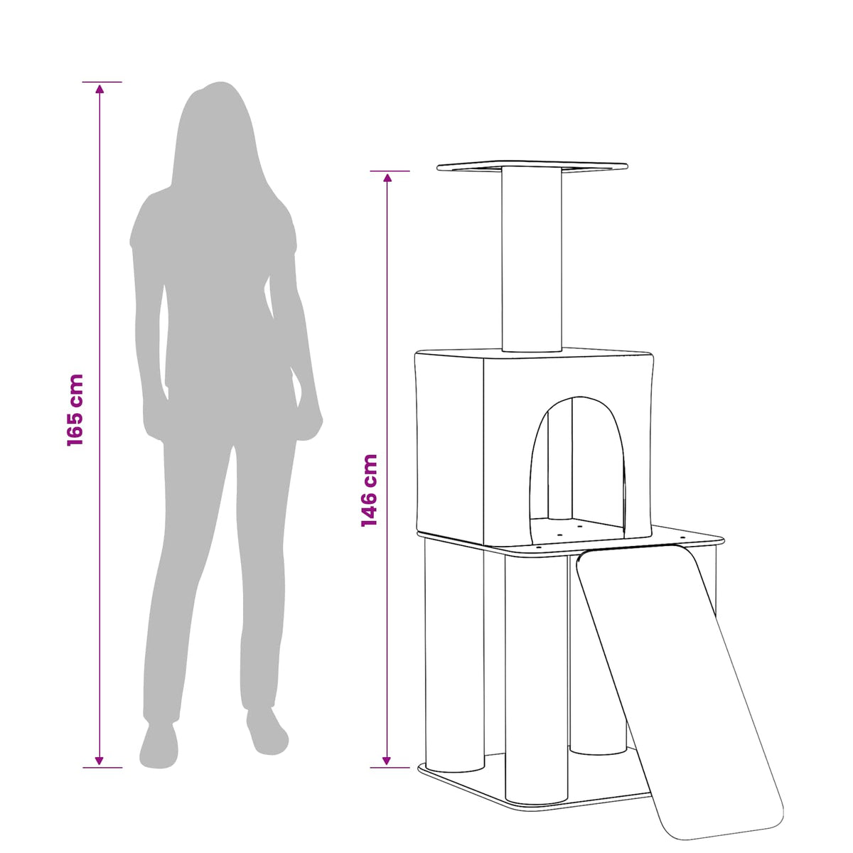 Kattetræ med sisal klatreposter Lysegrå 146 cm