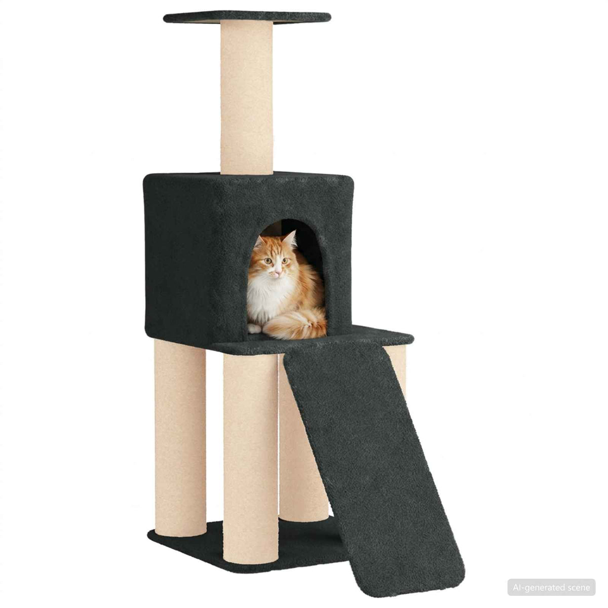 Kattetræ med sisal klatreposter Mørkegrå 146 cm