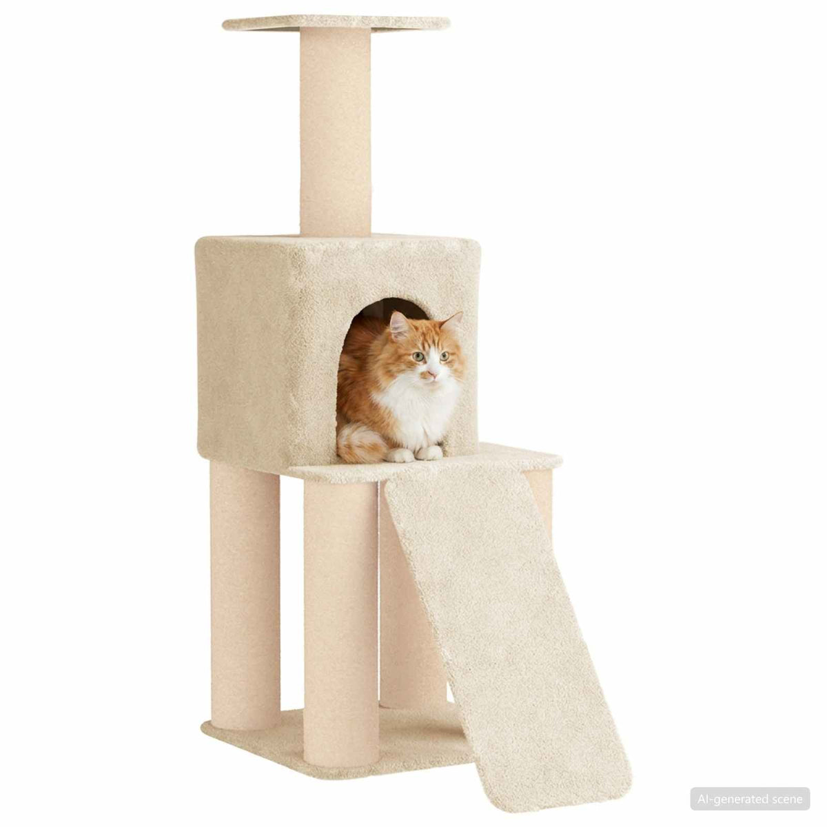 Kattetræ med sisal klatreposter Cremefarvet 146 cm