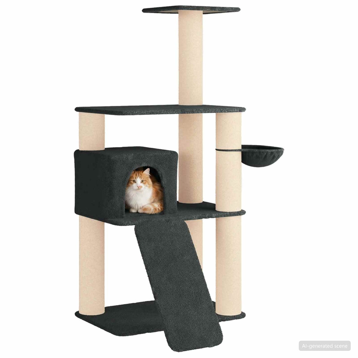 Kattetræ med sisal klatreposter Mørkegrå 173 cm