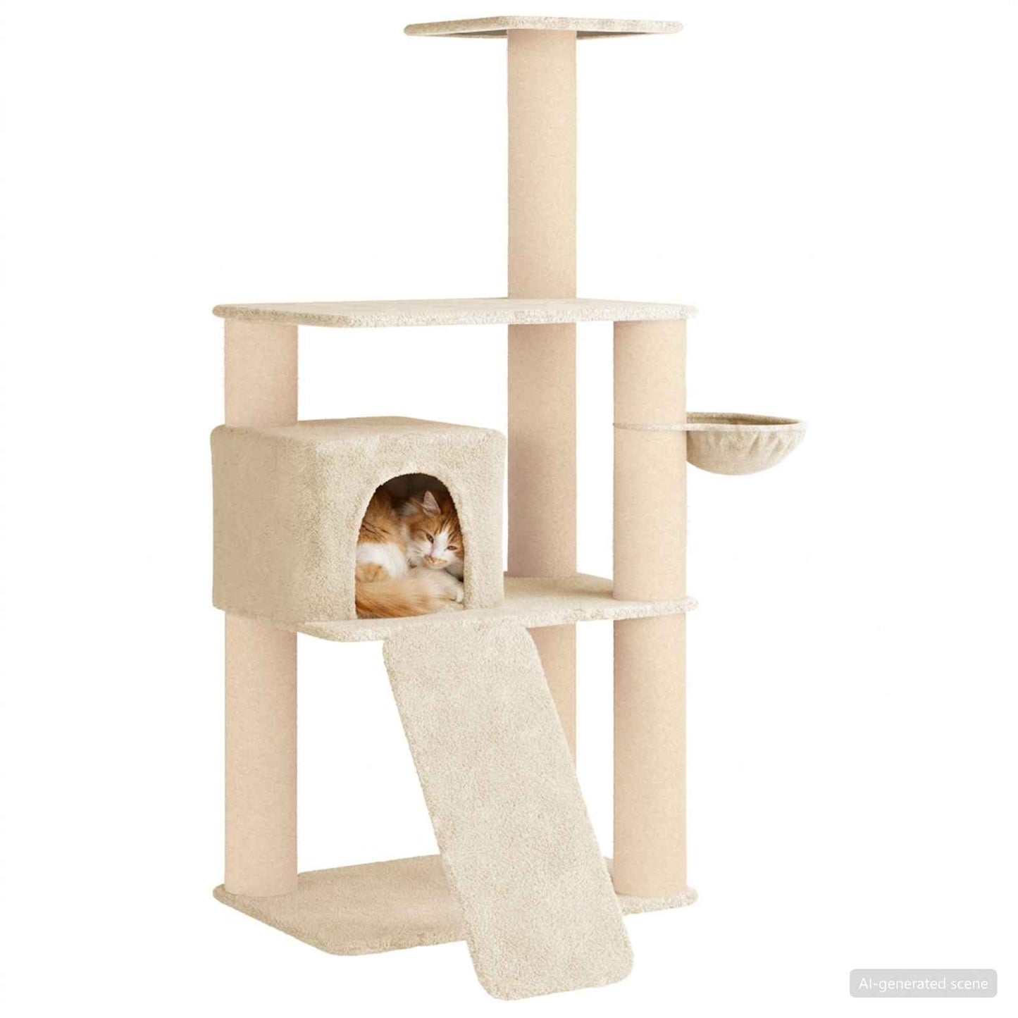 Kattetræ med sisal klatreposter Cremefarvet 173 cm