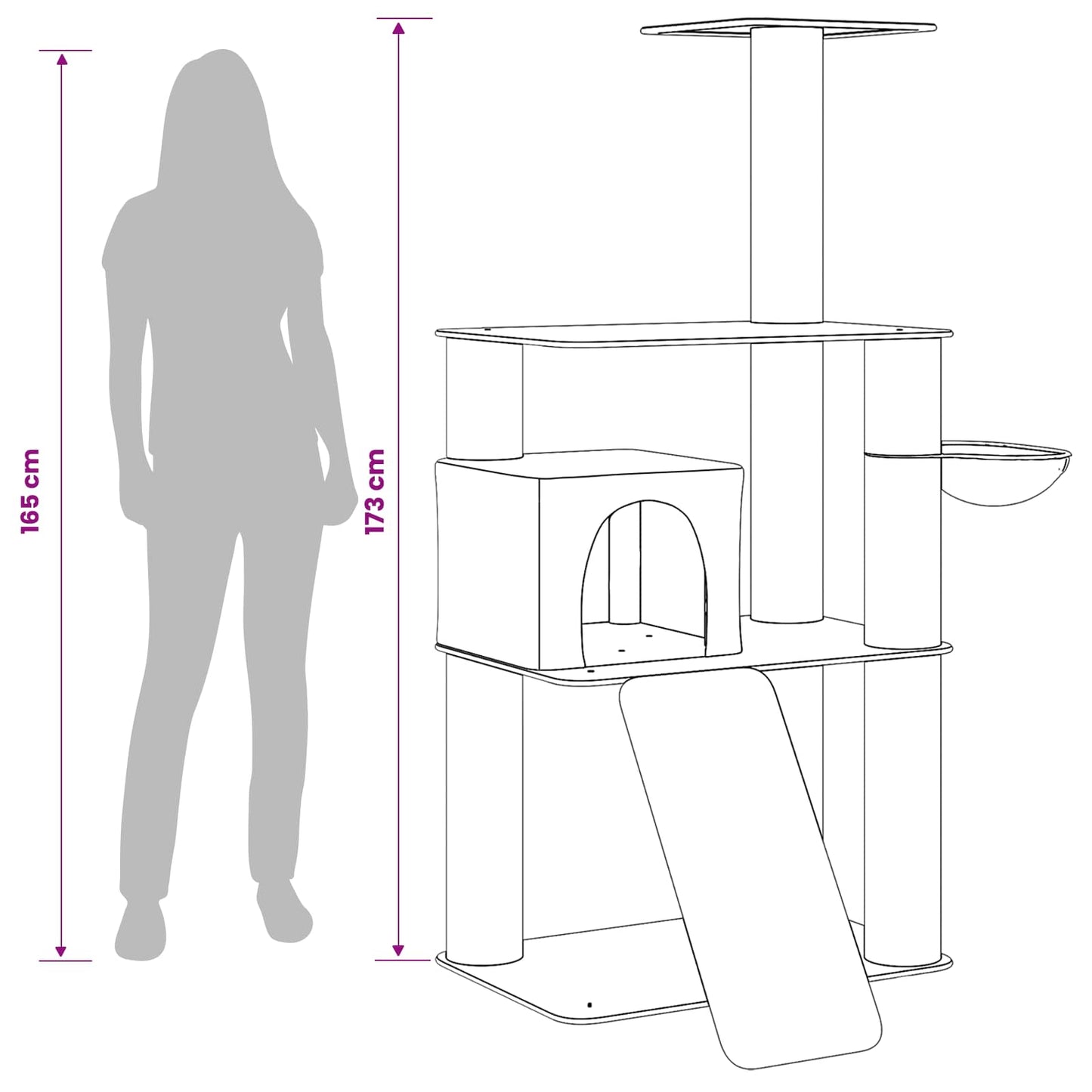 Kattetræ med sisal klatreposter Cremefarvet 173 cm