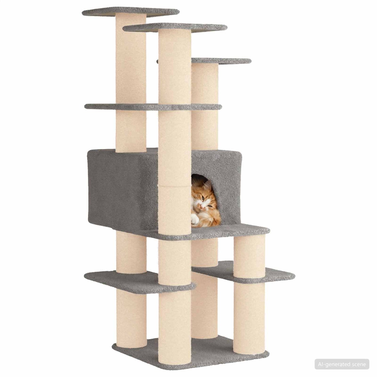 Kattetræ med sisal klatreposter Lysegrå 161 cm