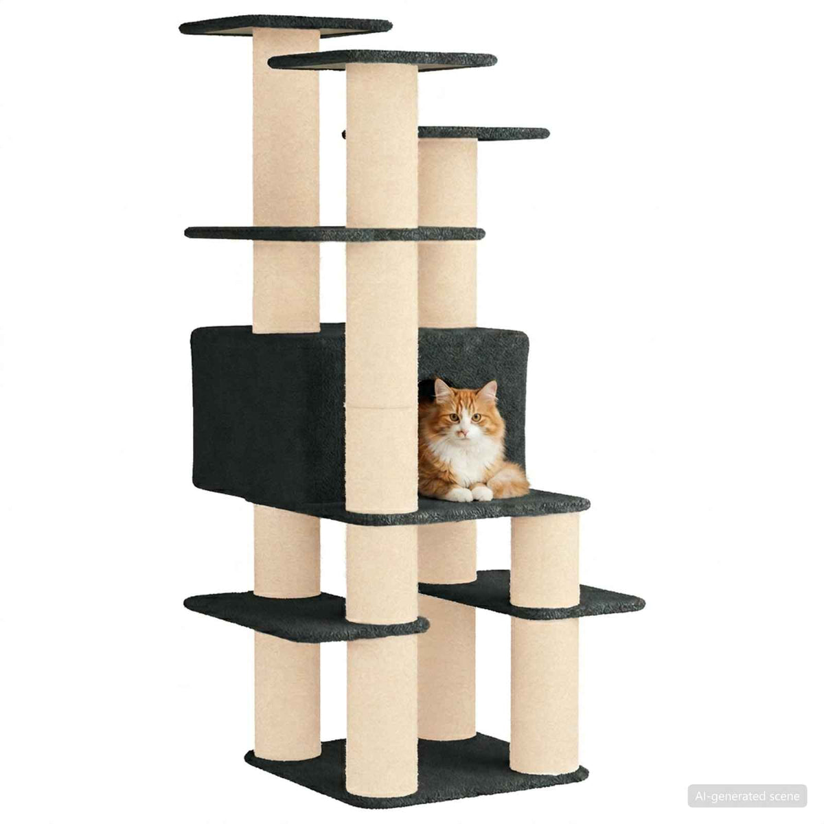 Kattetræ med sisal klatreposter Mørkegrå 161 cm