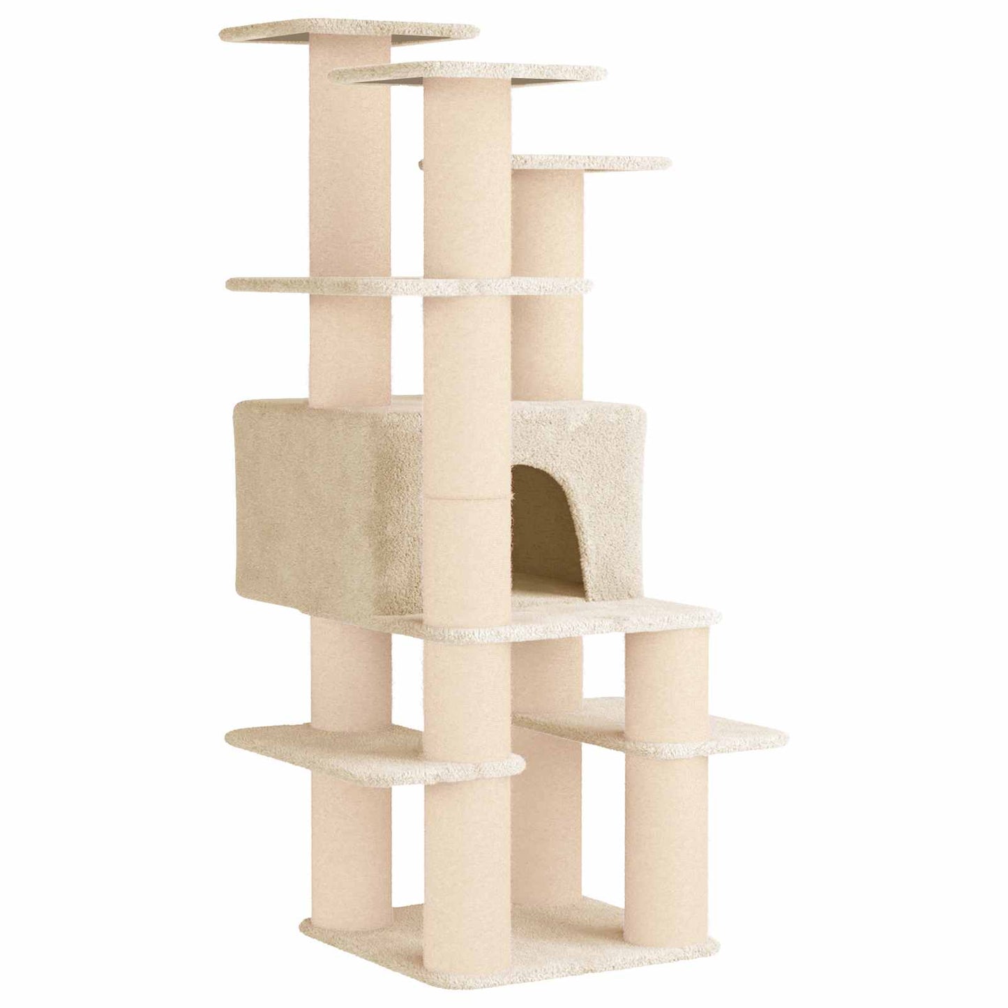 Kattetræ med sisal klatreposter Cremefarvet 161 cm