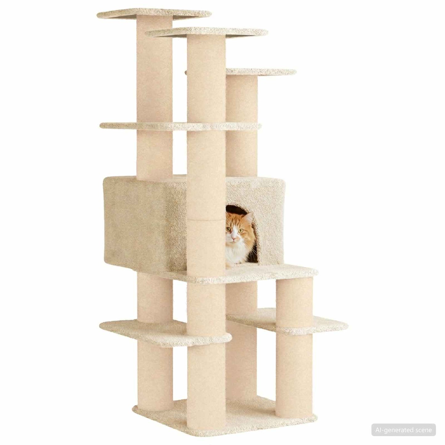 Kattetræ med sisal klatreposter Cremefarvet 161 cm