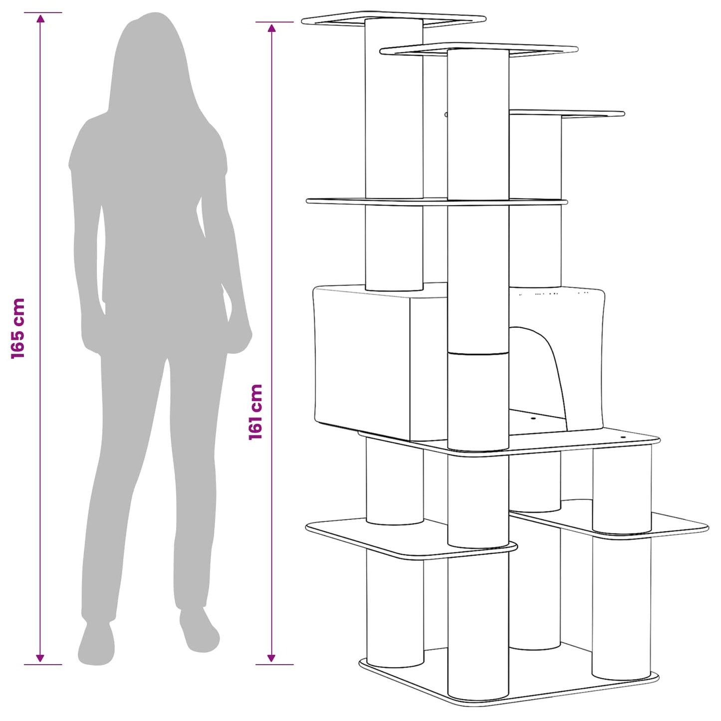 Kattetræ med sisal klatreposter Cremefarvet 161 cm