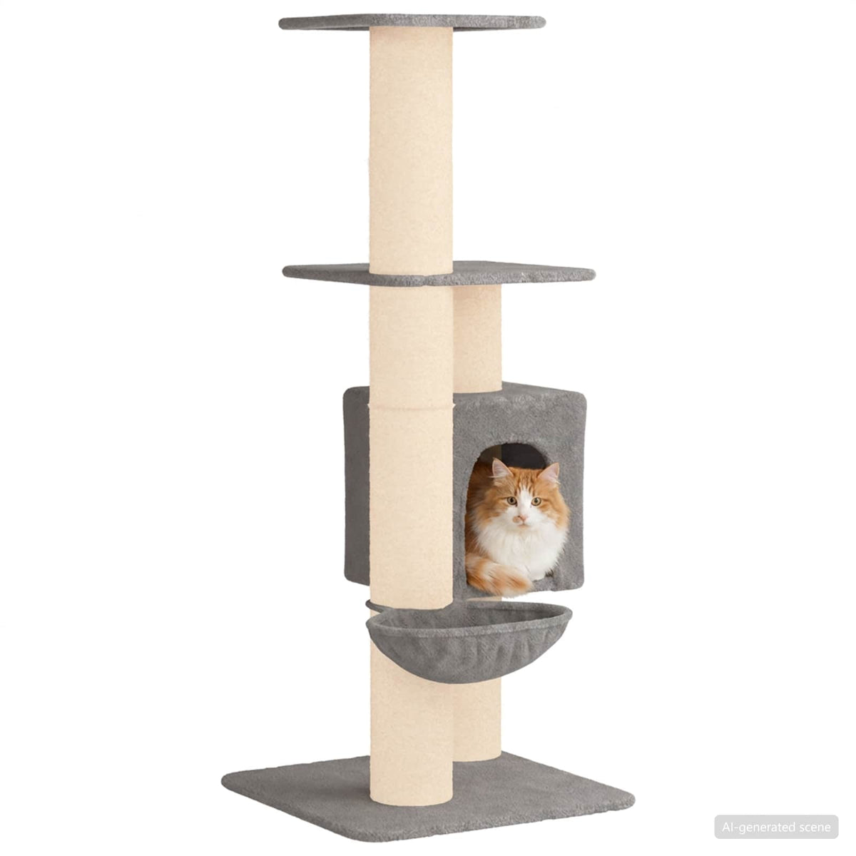 Kattetræ med sisal klatreposter Lysegrå 137 cm