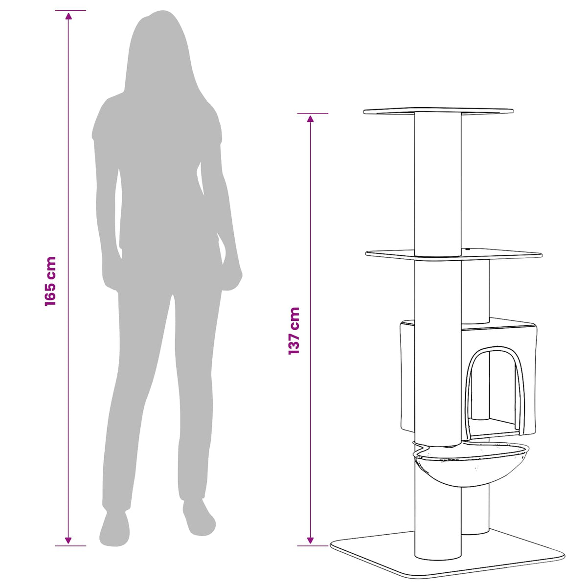 Kattetræ med sisal klatreposter Lysegrå 137 cm