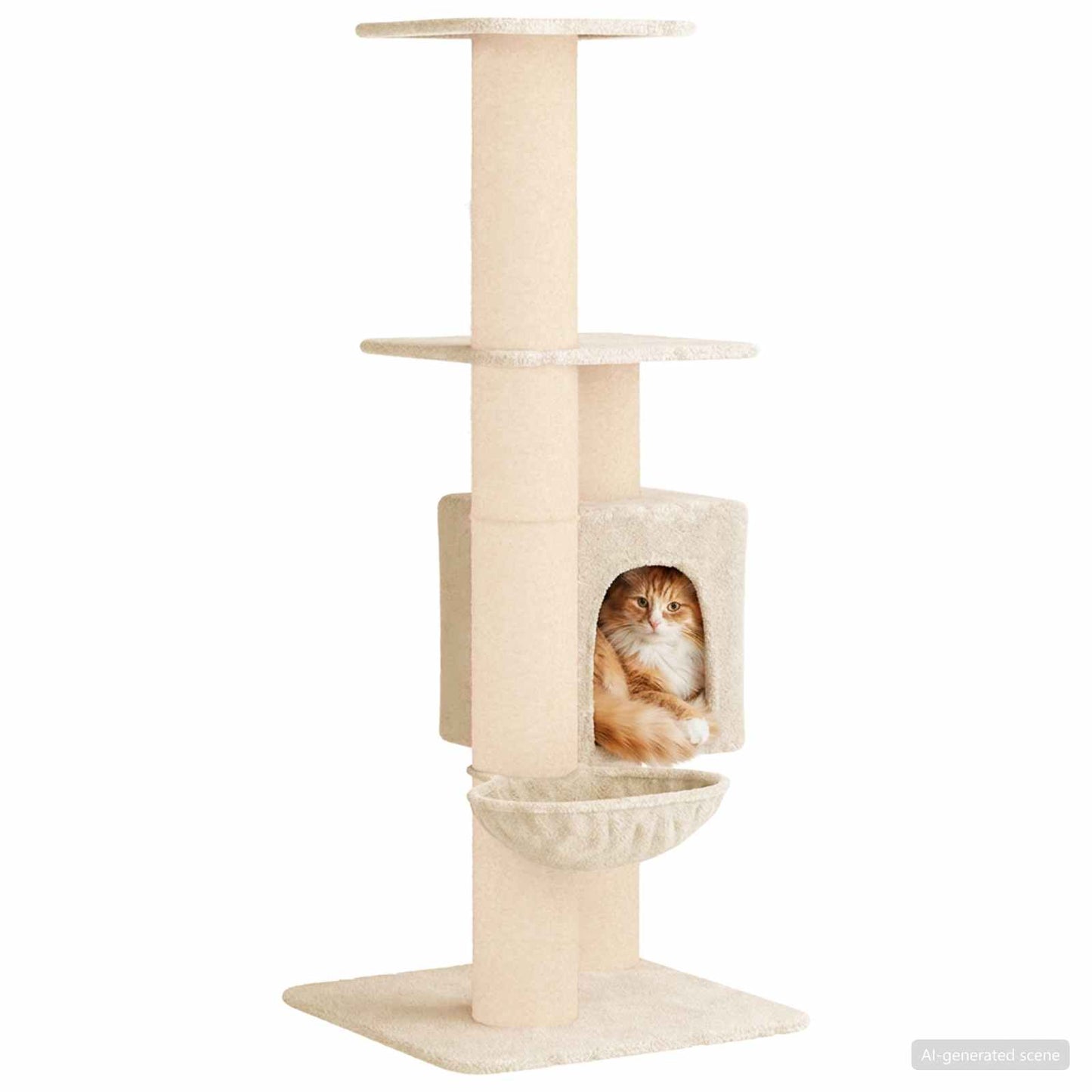 Kattetræ med sisal klatreposter Cremefarvet 137 cm