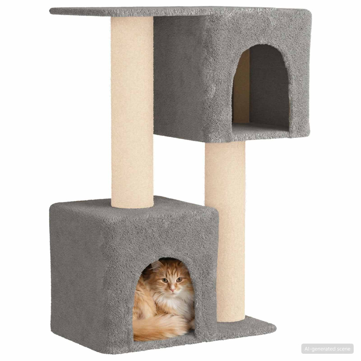 Kattetræ med sisal klatreposter Lysegrå 114 cm