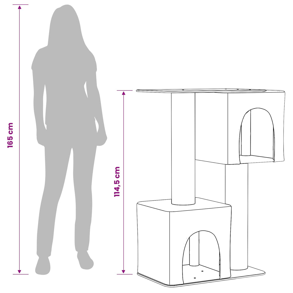 Kattetræ med sisal klatreposter Lysegrå 114 cm