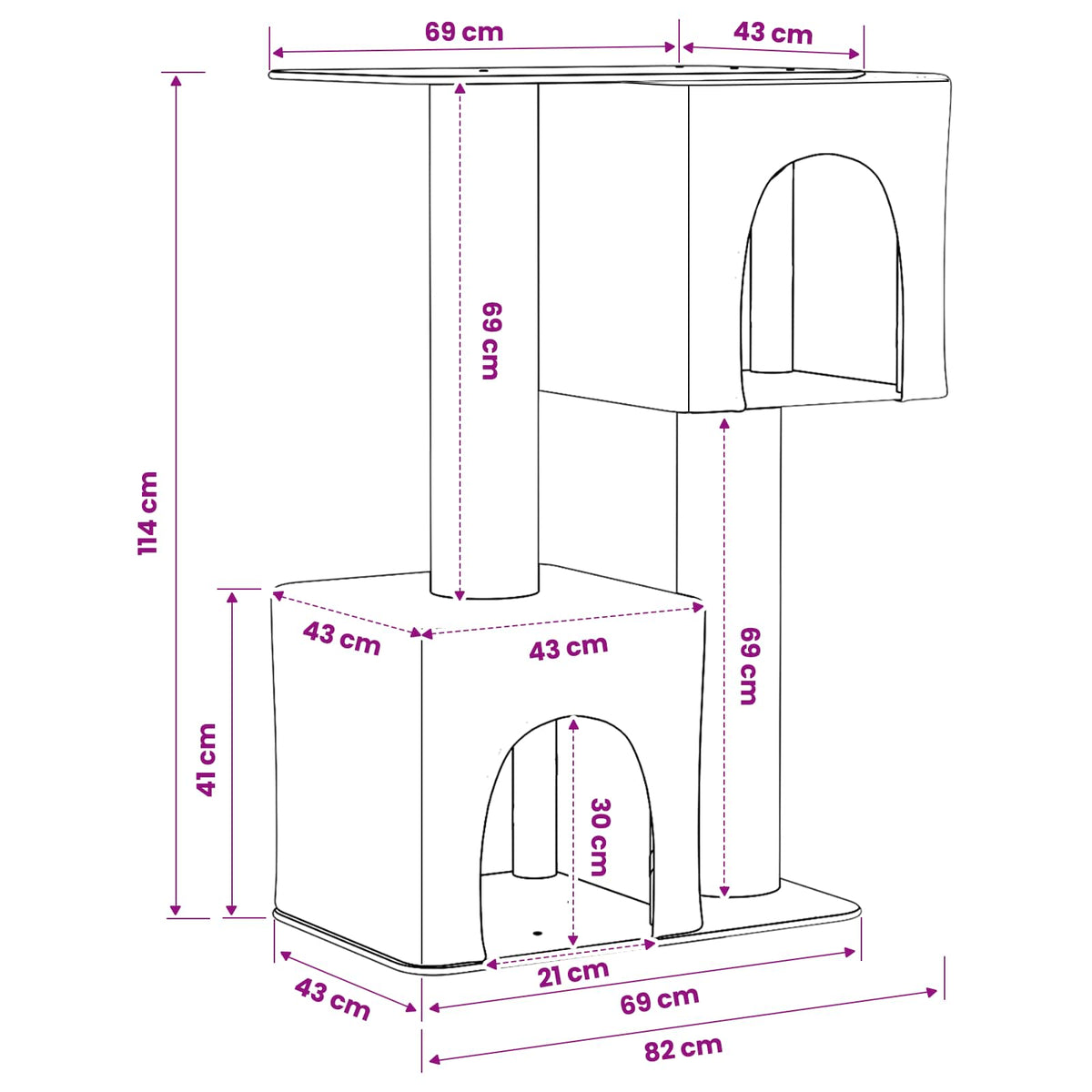 Kattetræ med sisal klatreposter Mørkegrå 114 cm