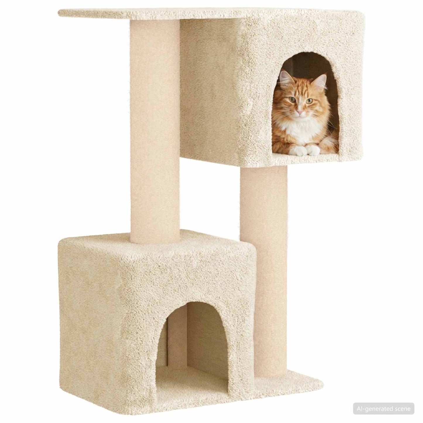 Kattetræ med sisal klatreposter Cremefarvet 114 cm