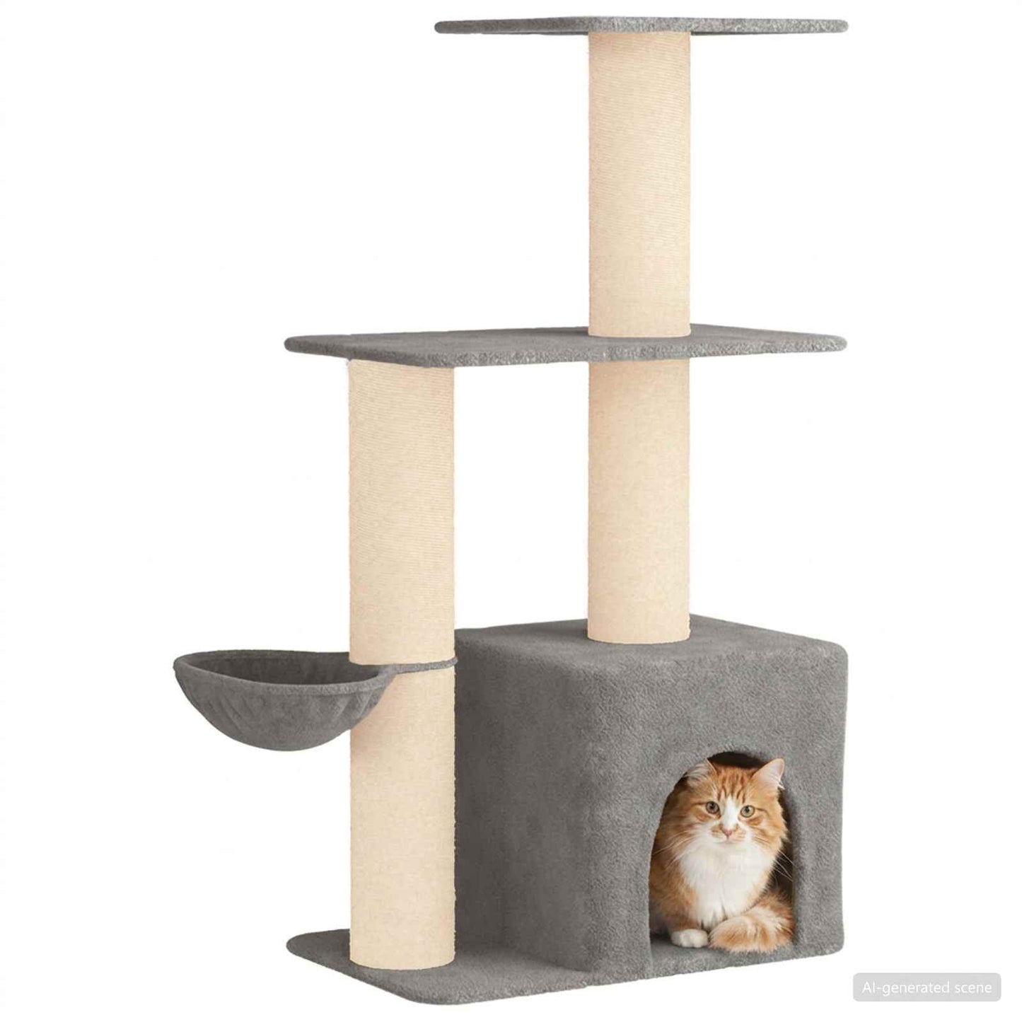Kattetræ med sisal klatreposter Lysegrå 133 cm