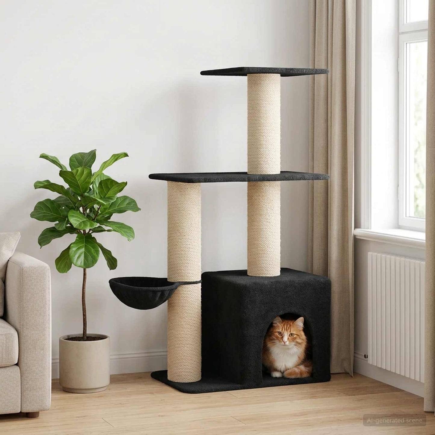Kattetræ med sisal klatreposter Mørkegrå 133 cm