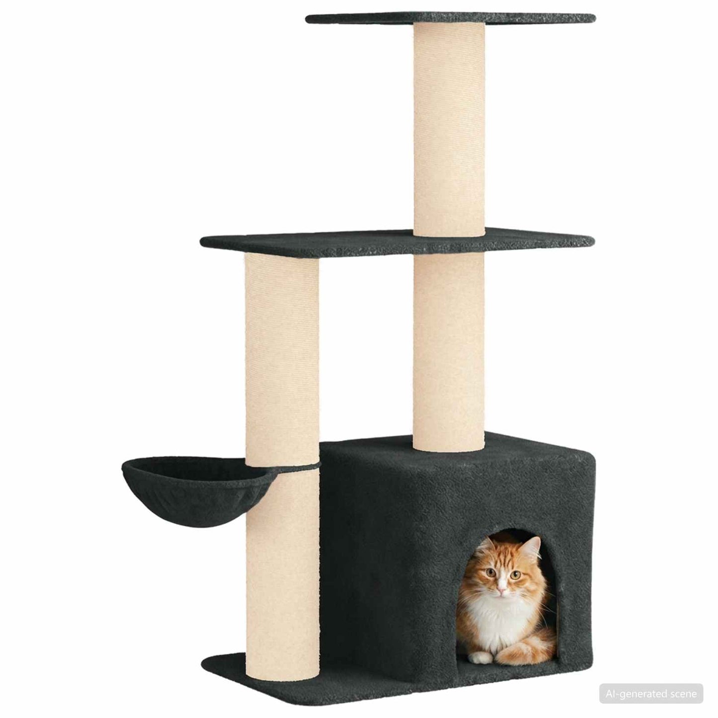 Kattetræ med sisal klatreposter Mørkegrå 133 cm