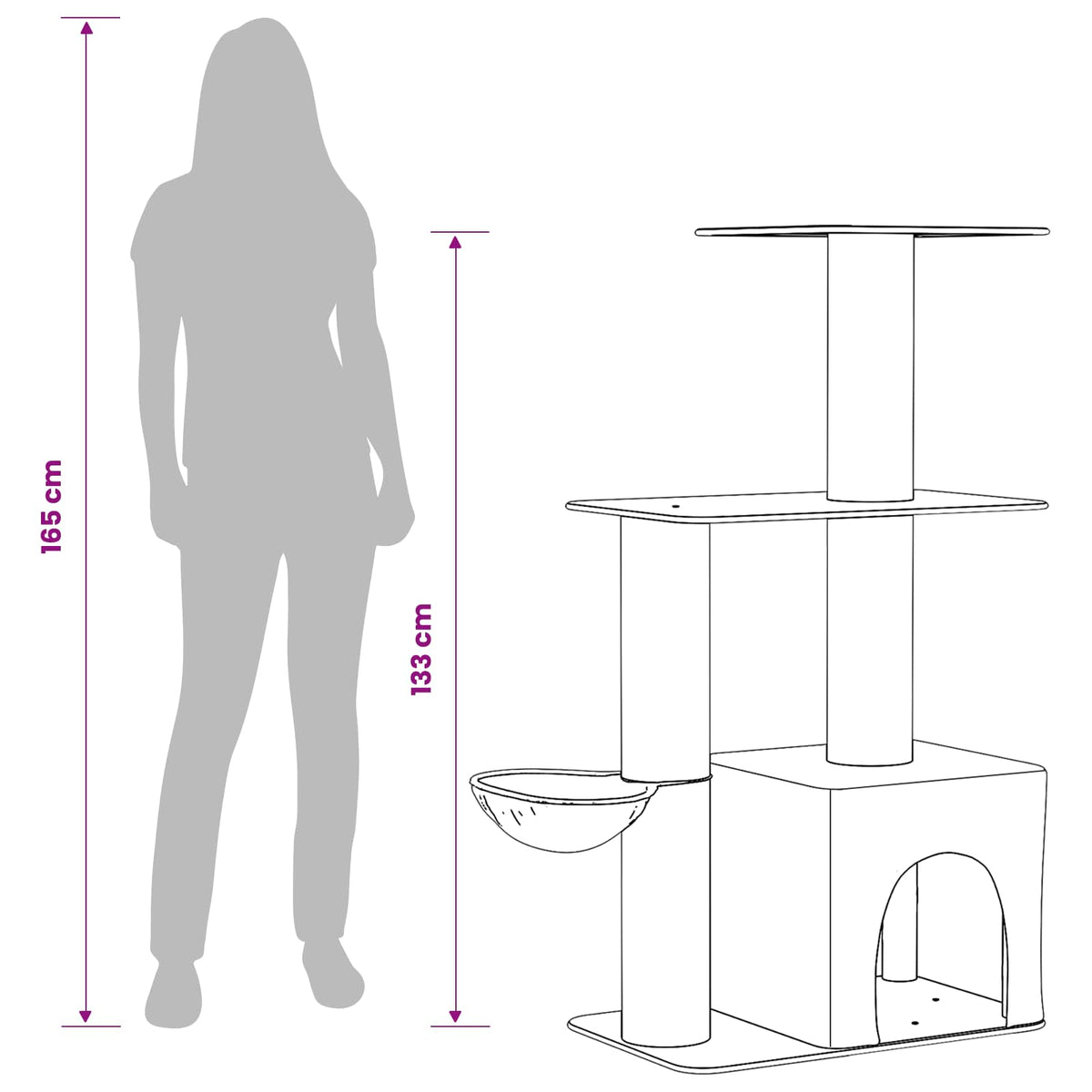 Kattetræ med sisal klatreposter Cremefarvet 133 cm