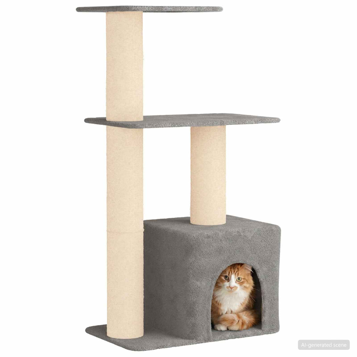 Kattetræ med sisal klatreposter Lysegrå 133 cm