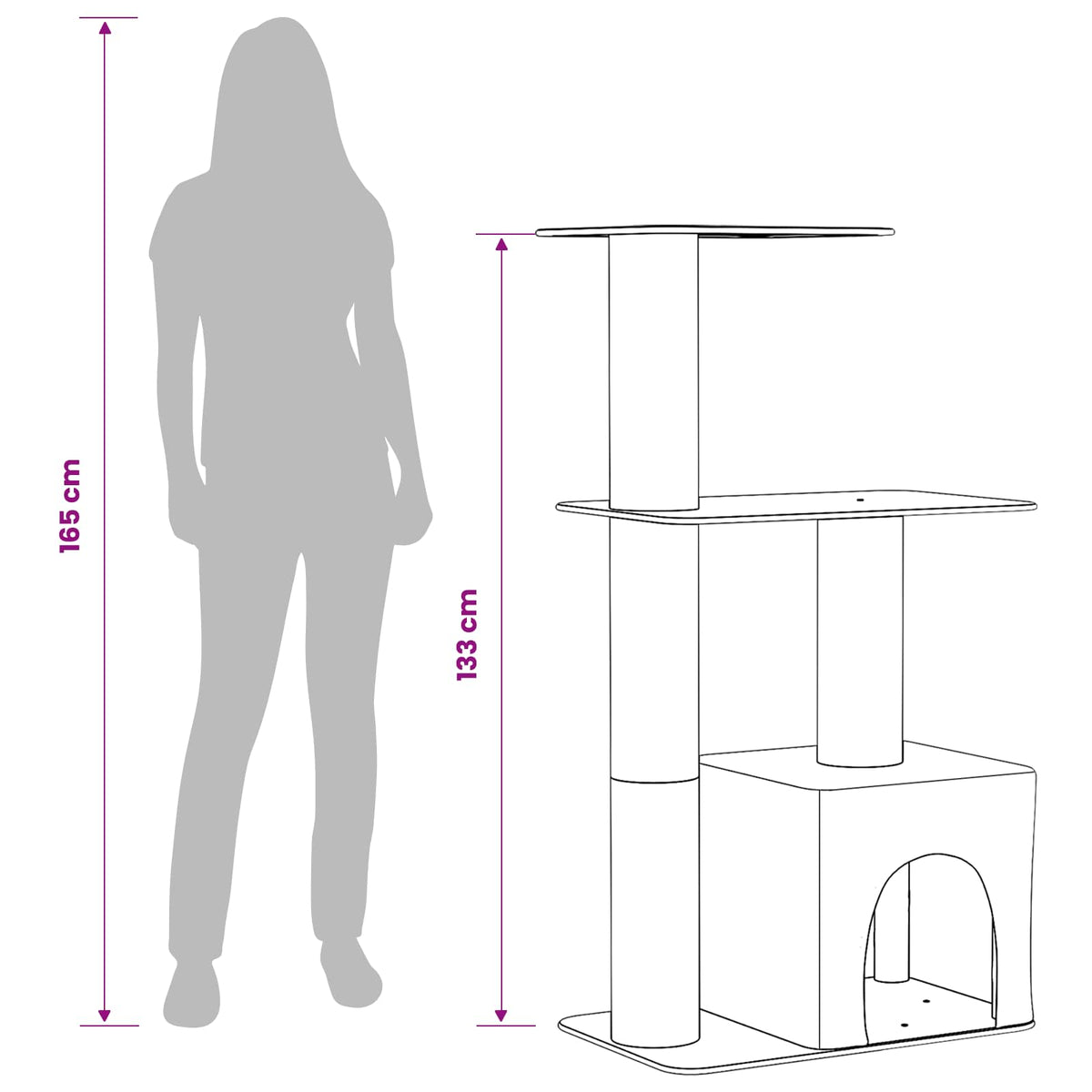 Kattetræ med sisal klatreposter Lysegrå 133 cm