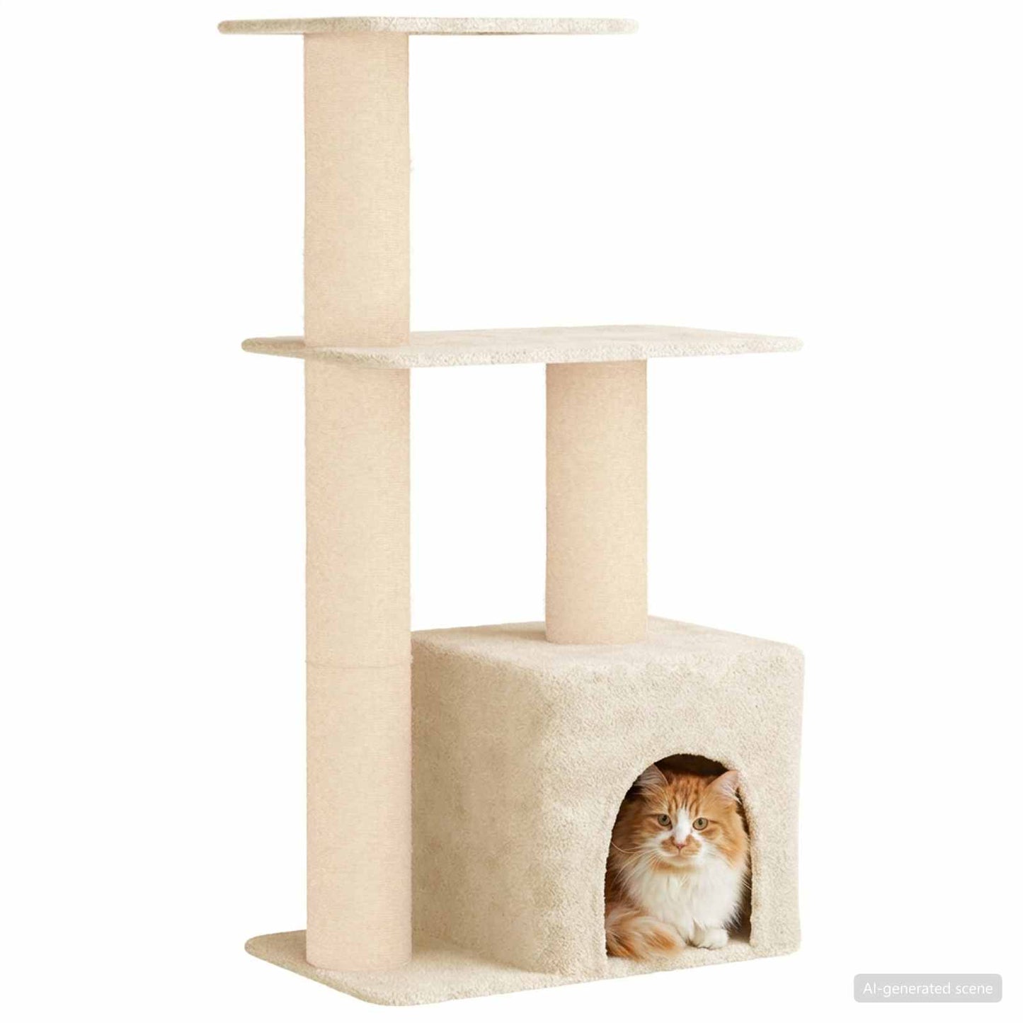 Kattetræ med sisal klatreposter Cremefarvet 133 cm