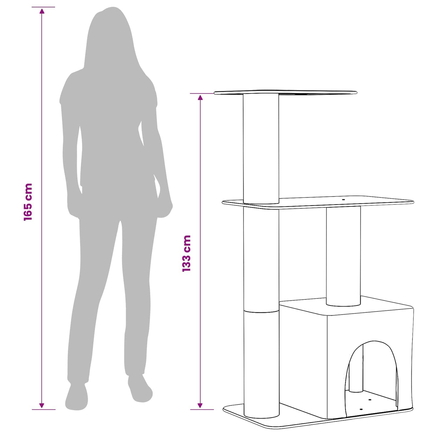 Kattetræ med sisal klatreposter Cremefarvet 133 cm