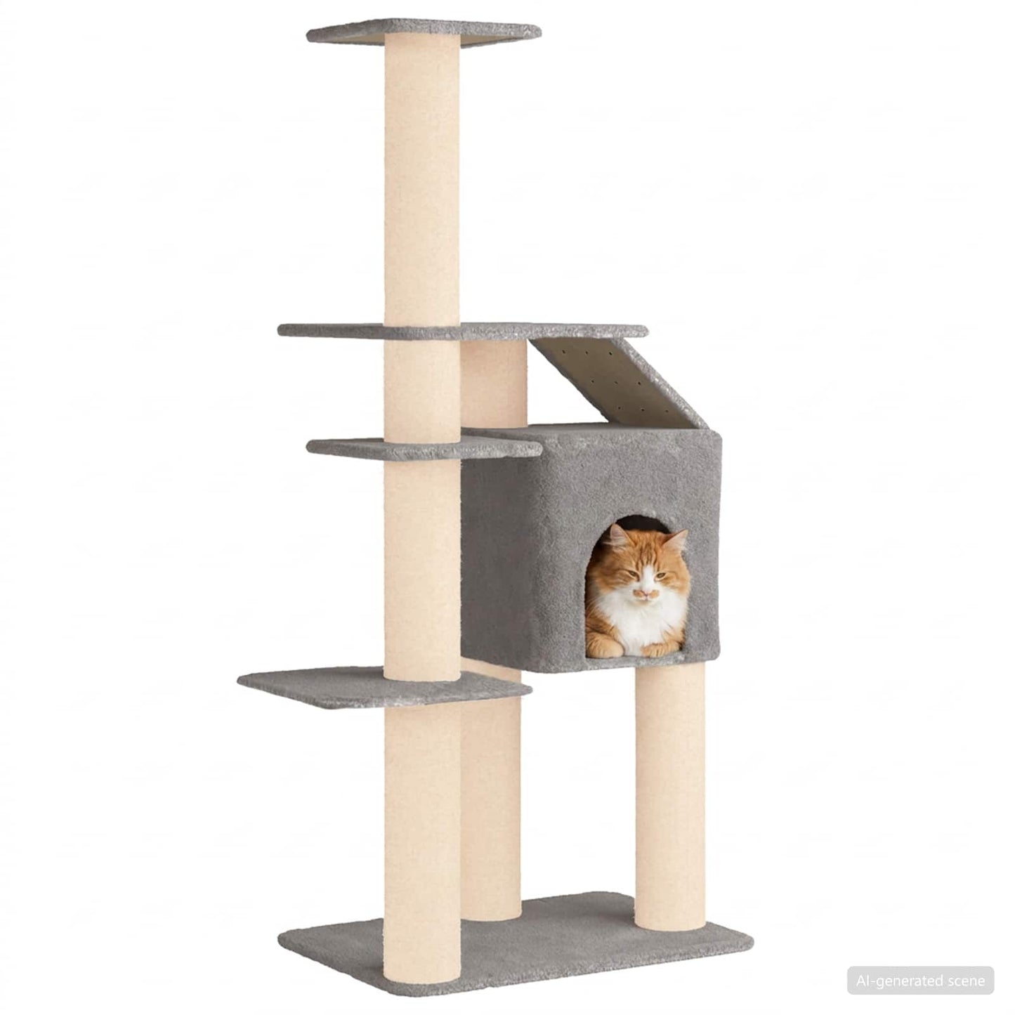 Kattetræ med sisal klatreposter Lysegrå 183 cm
