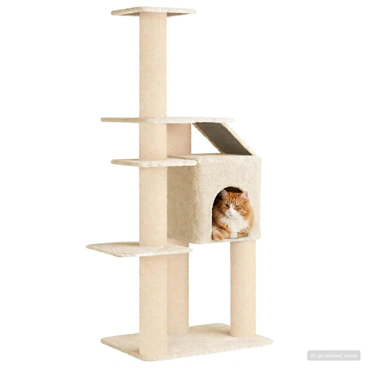 Kattetræ med sisal klatreposter Cremefarvet 183 cm